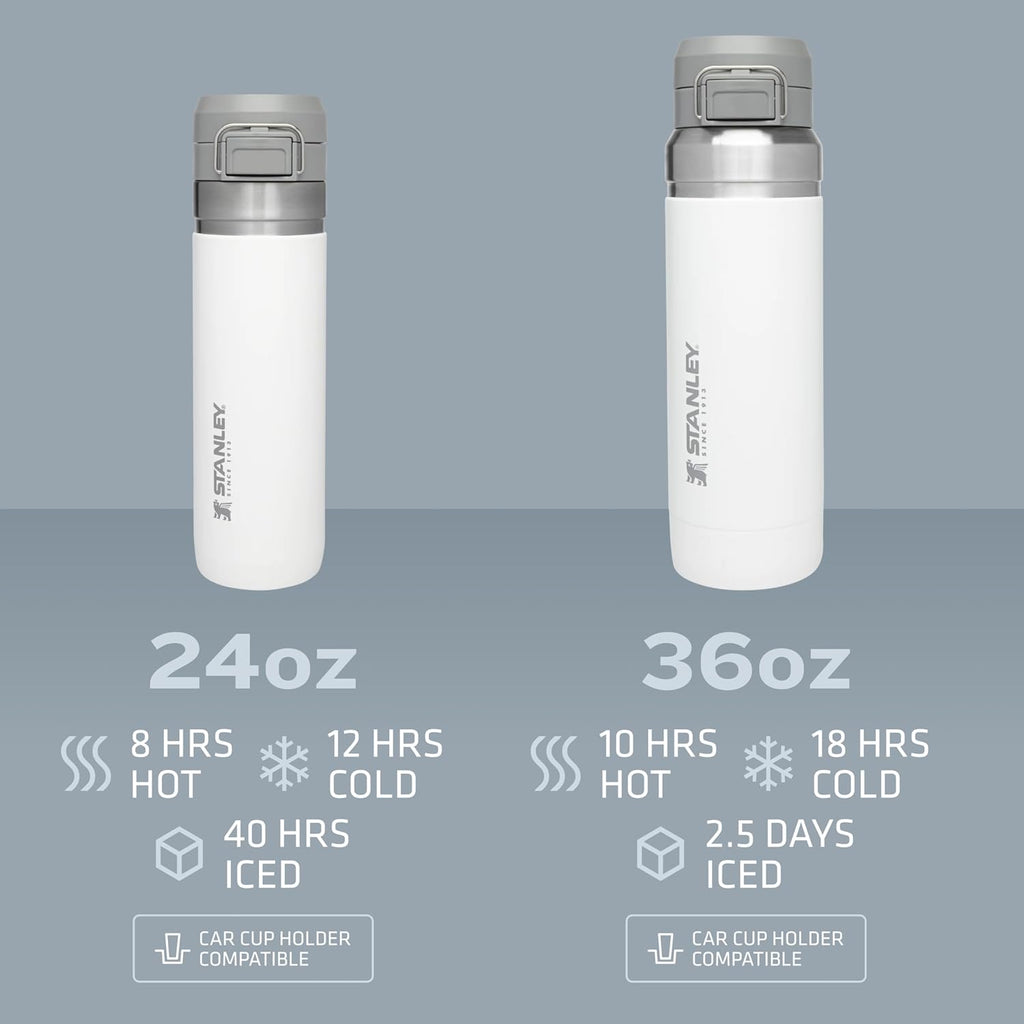 Stanley Quick Flip GO Water Bottle 24 oz - Leakproof, Insulated Stainless Steel | Push Button Lid | Azure