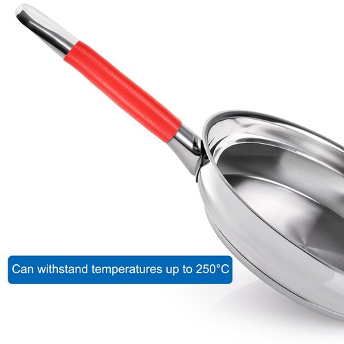 uxcell Silicone Pan Handle Sleeve Set, Heat Resistant Potholder Pot Holders Cover Sleeve for Frying Pan Handle Spatulas, Red (S+M)
