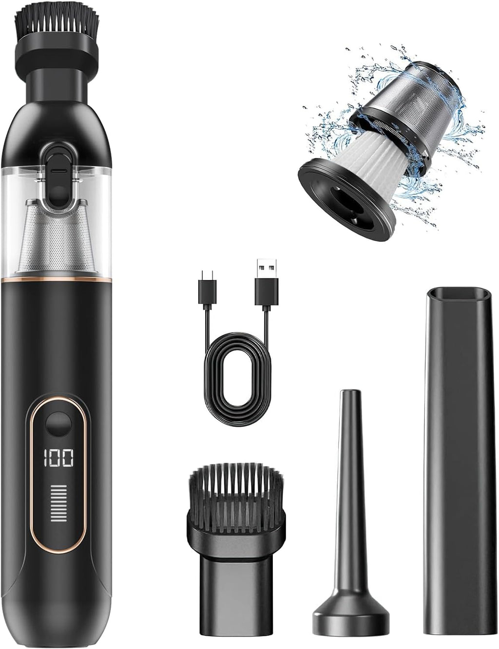 Skiennix Handheld Vacuum | Cordless Car Vacuum with 20000Pa Suction Power - Portable & Rechargeable for Home, Pets & Outdoors