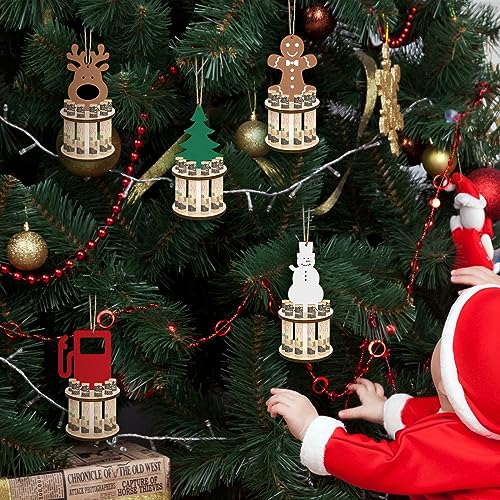 Assorted 5 Pcs Christmas Wooden Money Holders with 10 Holes - Holiday Gift Decor