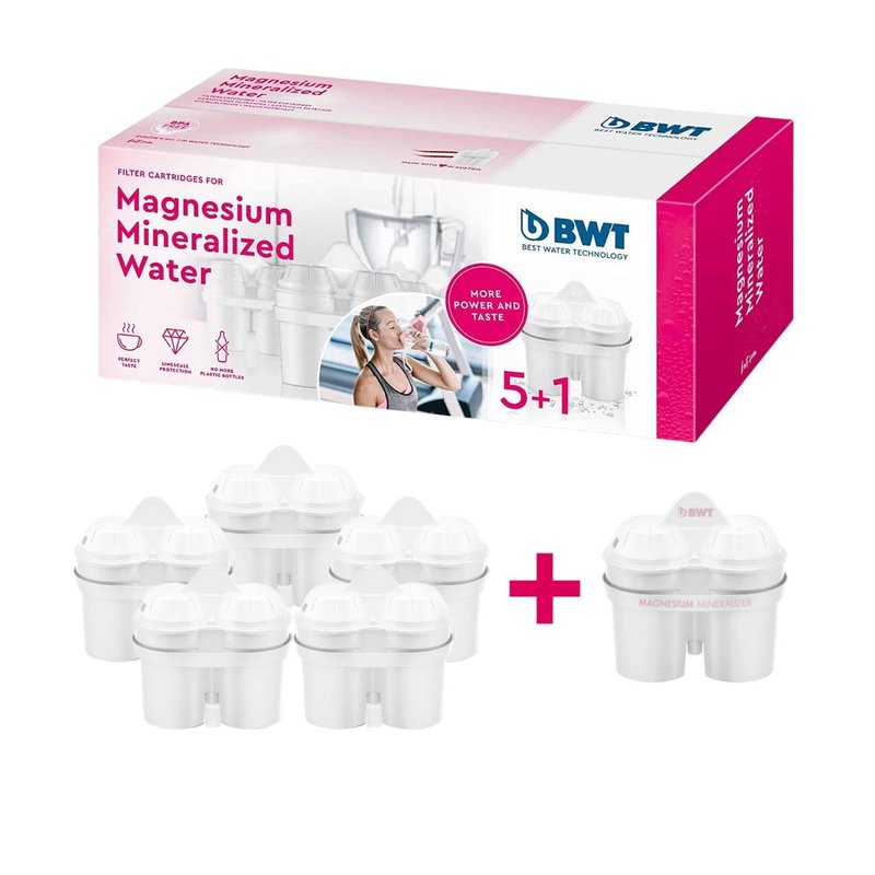 BWT Magnesium Mineralized Water Filter, 6-Pack - Long Life Mg2+ Cartridge for Water Filters, 6x120L Capacity, Maximum Protection for Espresso Machines