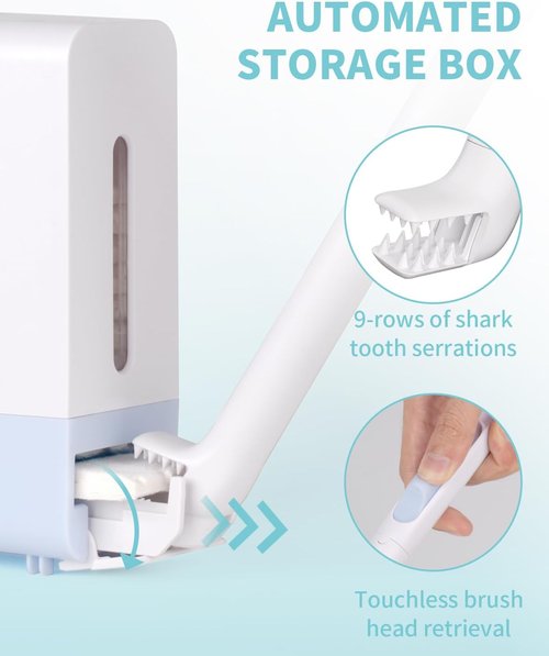AIR U+ Disposable Toilet Brush Wand - Wall Mount Cleaning System with 24 Flushable Refills & Caddy