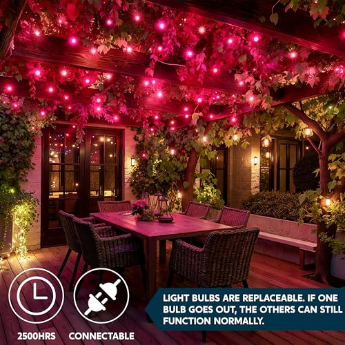 Joiedomi Pink 200-Count 42.8 ft Indoor/Outdoor String Lights, White Wire, 2 Packs