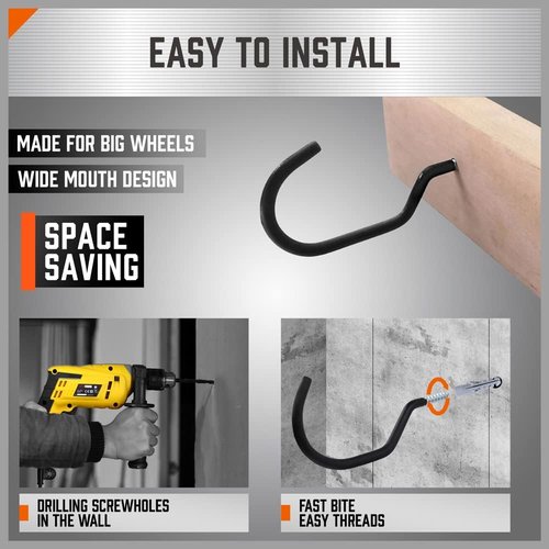 HORUSDY Heavy Duty Garage Storage Hooks - 6-Pack Utility Wall Hooks for Tools, Ladders & Bikes
