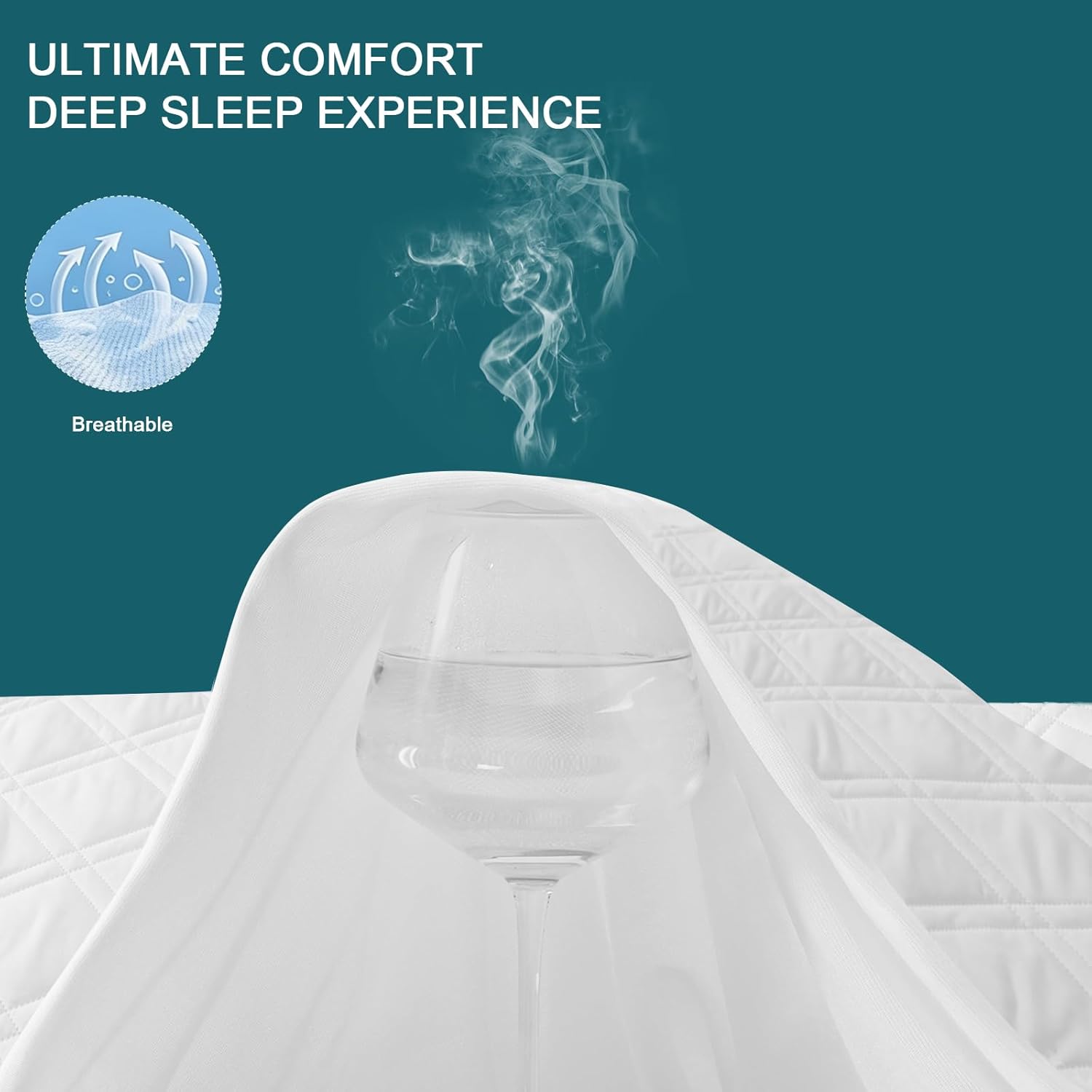 Skiennix Waterproof Mattress Protector - Soft Noiseless Queen Size Cover with Deep Pocket | Washable & Cool Sleep