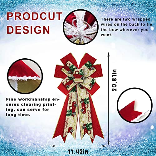 ABTOLS Large Red Velvet Christmas Bow Truck Decoration for Wreaths & Front Door