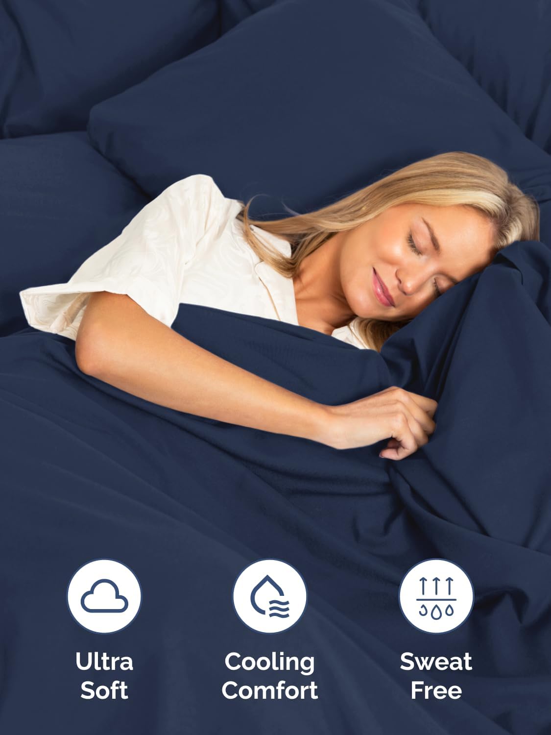 Skiennix Extra Deep Queen Sheet Set | 6-Piece Breathable Cooling Bedding - Soft, Wrinkle-Free Navy Blue