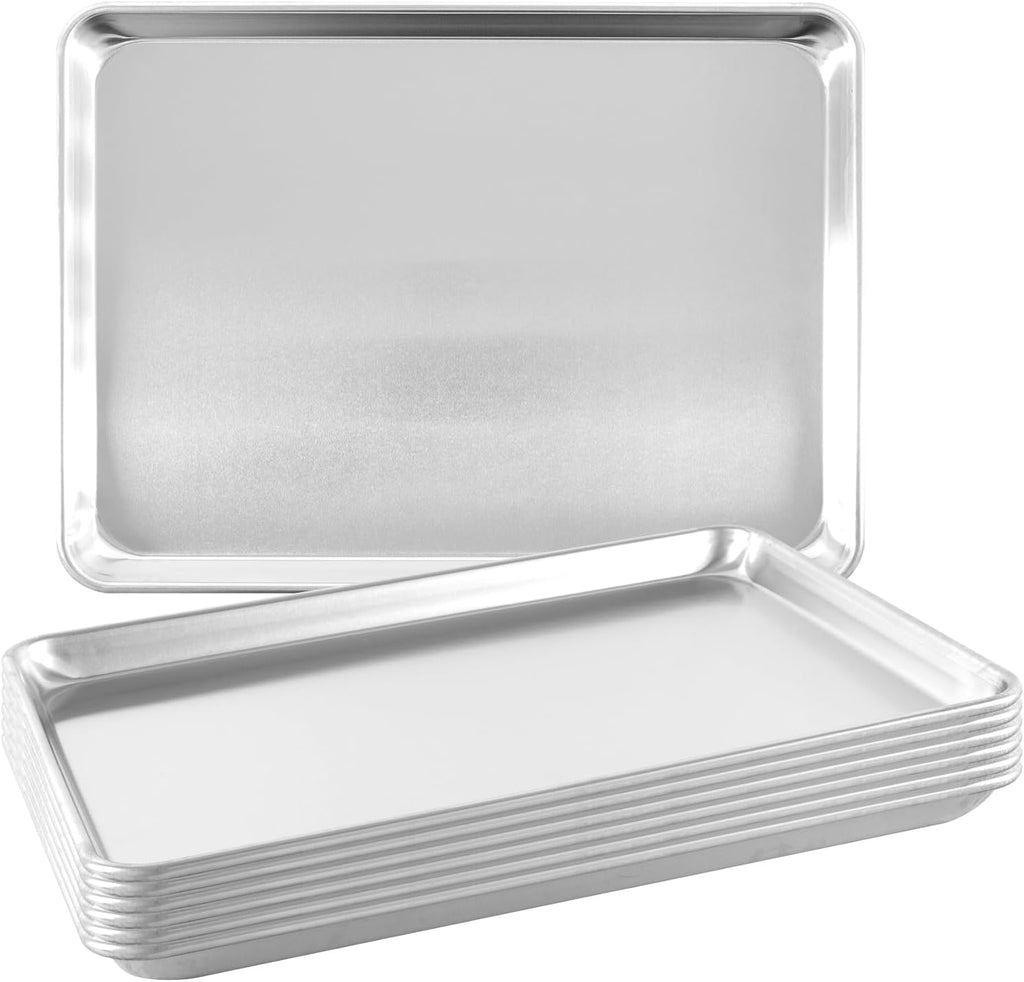 TENUP Aluminum Half Sheet Pan - 6 Pack Heavy Duty Baking Tray | 18" x 13" Warp-Resistant, Rust-Free