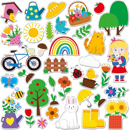38-Piece Reusable Spring Jelly Stickers, Waterproof Window Gel Decals