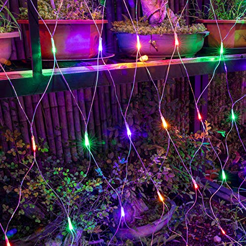 AWQ 200 LED Net Mesh Christmas Lights 9.8ft x 6.6ft Multicolor, 8 Modes with Timer