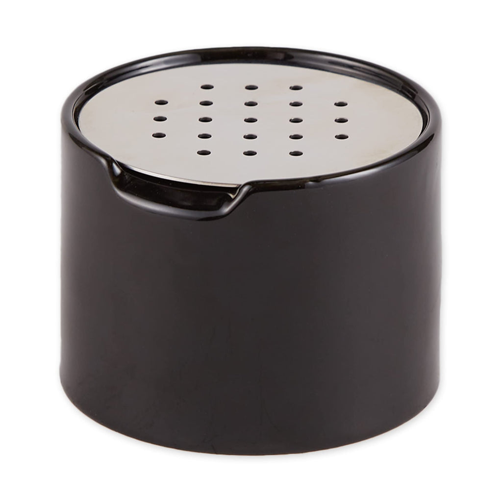 RSVP Reusable Ceramic Fruit Fly Trap for Indoors – Kitchen Fly Catcher Jar with Stainless Steel Vent Lid, Eco-Friendly & Dishwasher Safe Design, Uses Natural Vinegar Bait (Black)