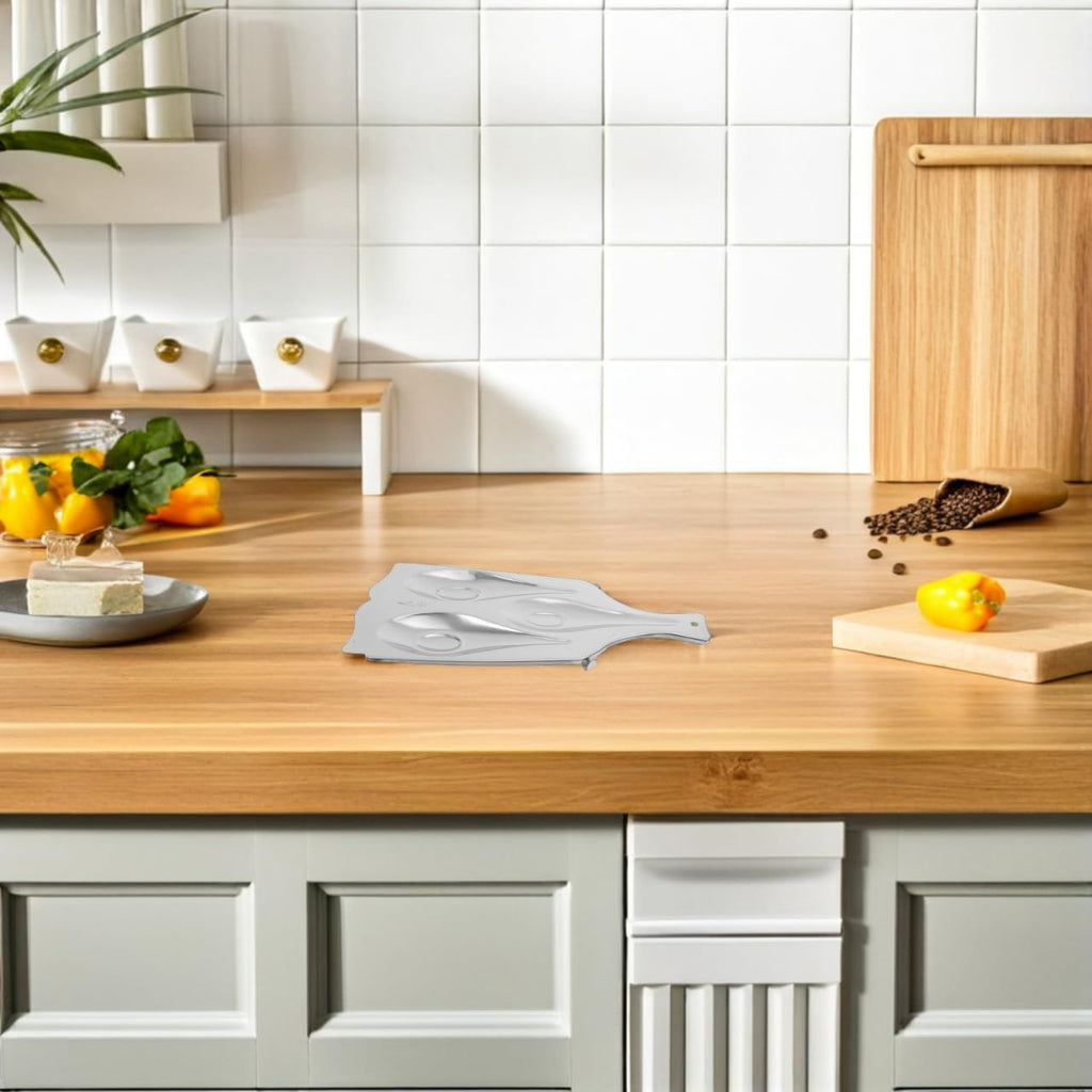 Rorpoir Stainless Steel Spoon Holder Base Triple Slot Spoon Rest for Kitchen Utensil Organization Silver 9.96 Inch