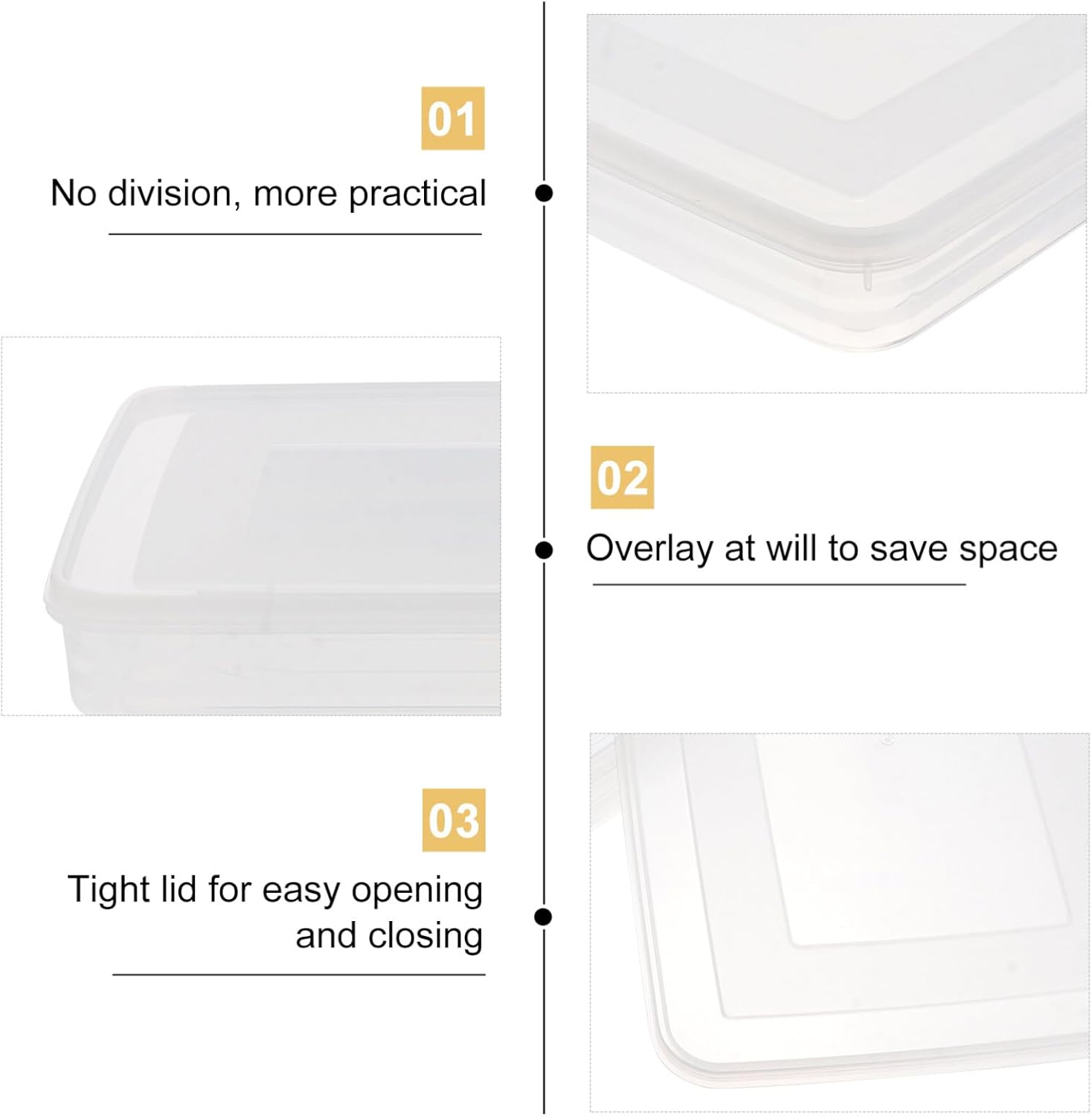 Uonlytech Large Airtight Dumpling Box - Clear Veggie Tray with Lid | Refrigerator Egg Storage Container