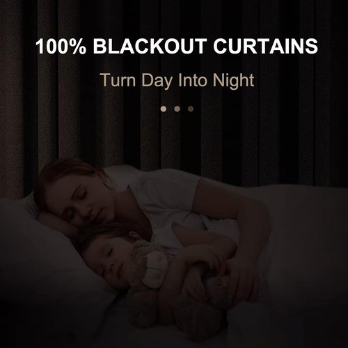 100% Blackout Shield Linen Blackout Sliding Door Curtains - Thermal Insulated, 100" W x 84" L, Cream
