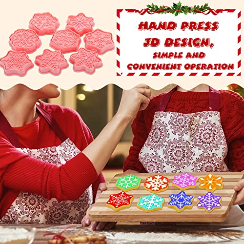 Hoolerry 16 Pcs Winter Snowflake Cookie Cutter Stamps – Snowflakes Edition