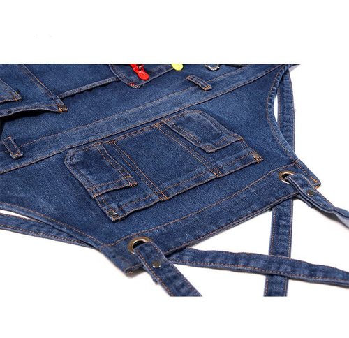 Upguider Denim Apron with Pockets Adjustable Jean Cooking Aprons with Multi Pockets for Kitchen Cooking BBQ Gardening (Blue)
