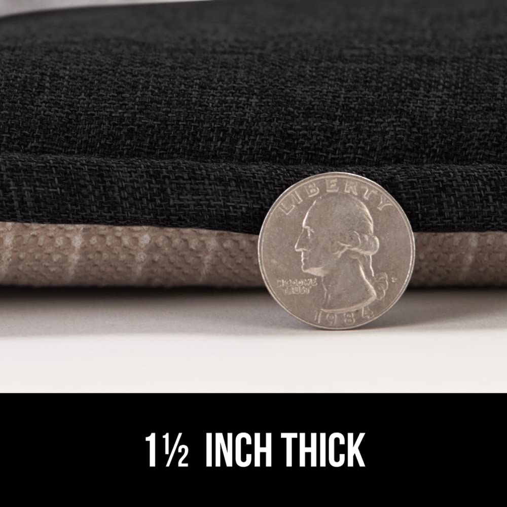 GORILLA GRIP Slip Resistant Tufted Chair Cushions, No Ties Required, Memory Foam Pads for Dining Room Kitchen Table, Office, Rocking Chairs, Plush Seat Cushion Pad, Home Decor, Set of 2, 16x17, Black