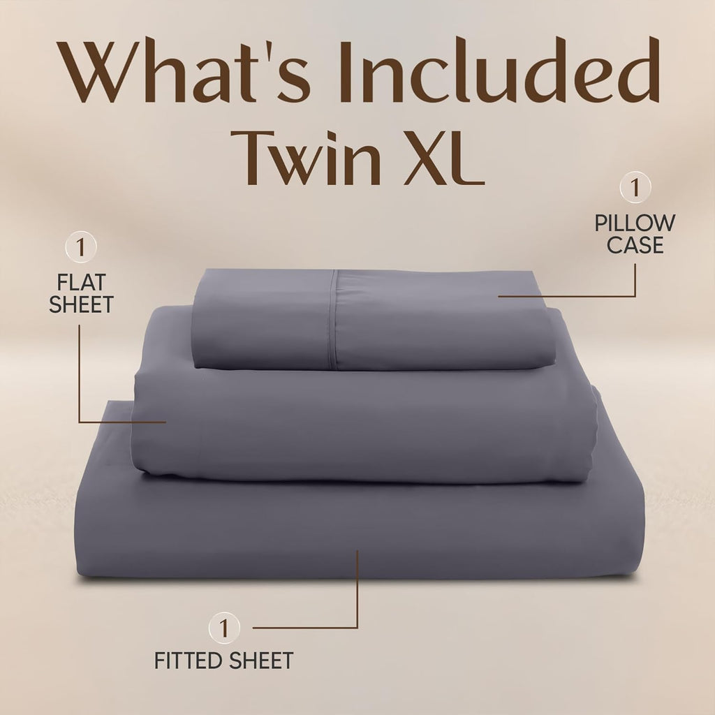 Utopia Bedding Twin XL Sheet Set - Soft & Breathable Microfiber, 3-Piece in Grey | Oeko-Tex Certified