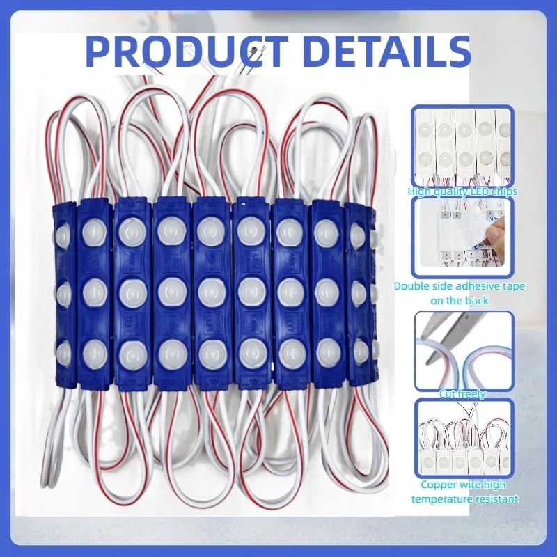 Blue 400 Pcs 1.5W 12V LED Module Lights with Adhesive Backing for Storefronts & Inflatables