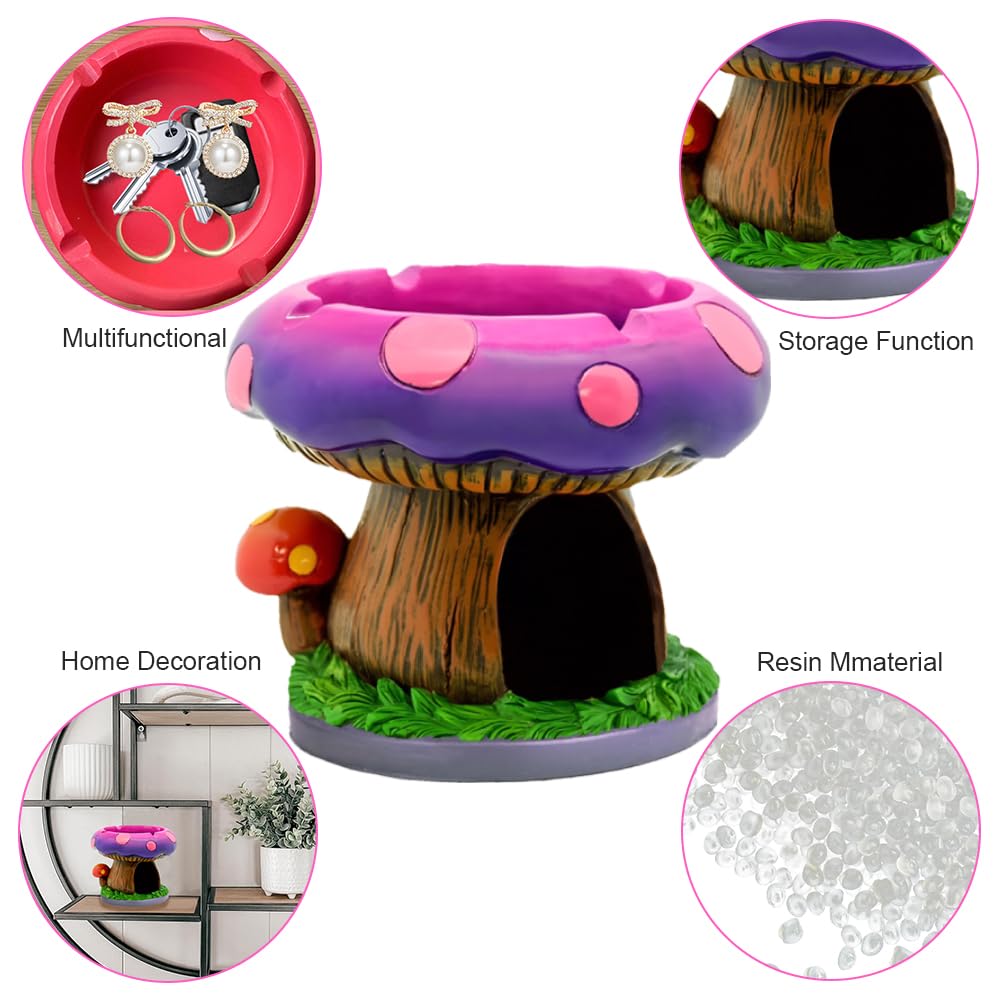 Neletao Fantastical Mushroom House Ashtrays with Storage - Cool Ashtrays for Weed Smokers and Bong Users with Smoking Accessories Collection-Stylish Design - Ideal Home and Office Desktop Decor