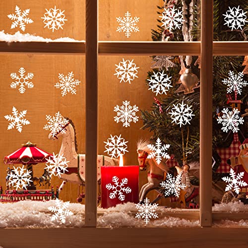Zuazaor White Snowflake Window Clings - 500 Pieces Winter Christmas Stickers for Present Boxes and Holiday Decor