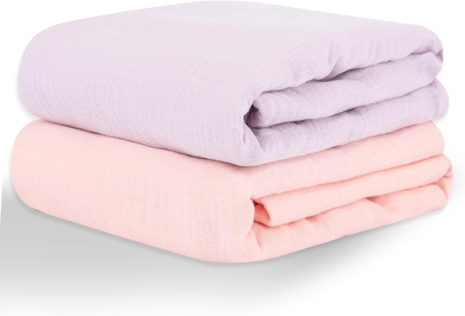 Skiennix Muslin Swaddle Blankets - Soft & Breathable 100% Cotton, 2 Pack, 40 x 40 Inches | Pink & Purple