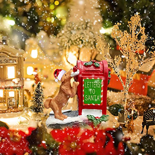 Miniature Puppy Letter to Santa Christmas Village Figurine Ornament