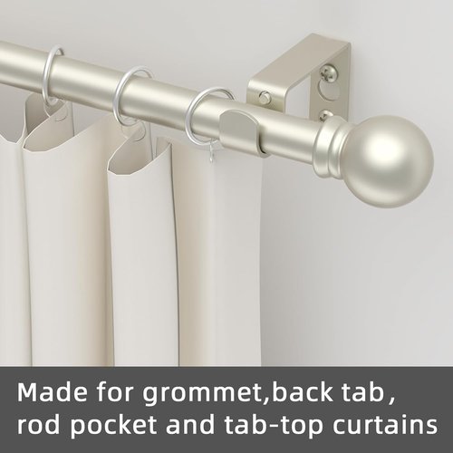 GXOACKJ Heavy Duty Metal Curtain Rods - Decorative Nickel Finish | 32-48 Inch Adjustable Set with Brackets