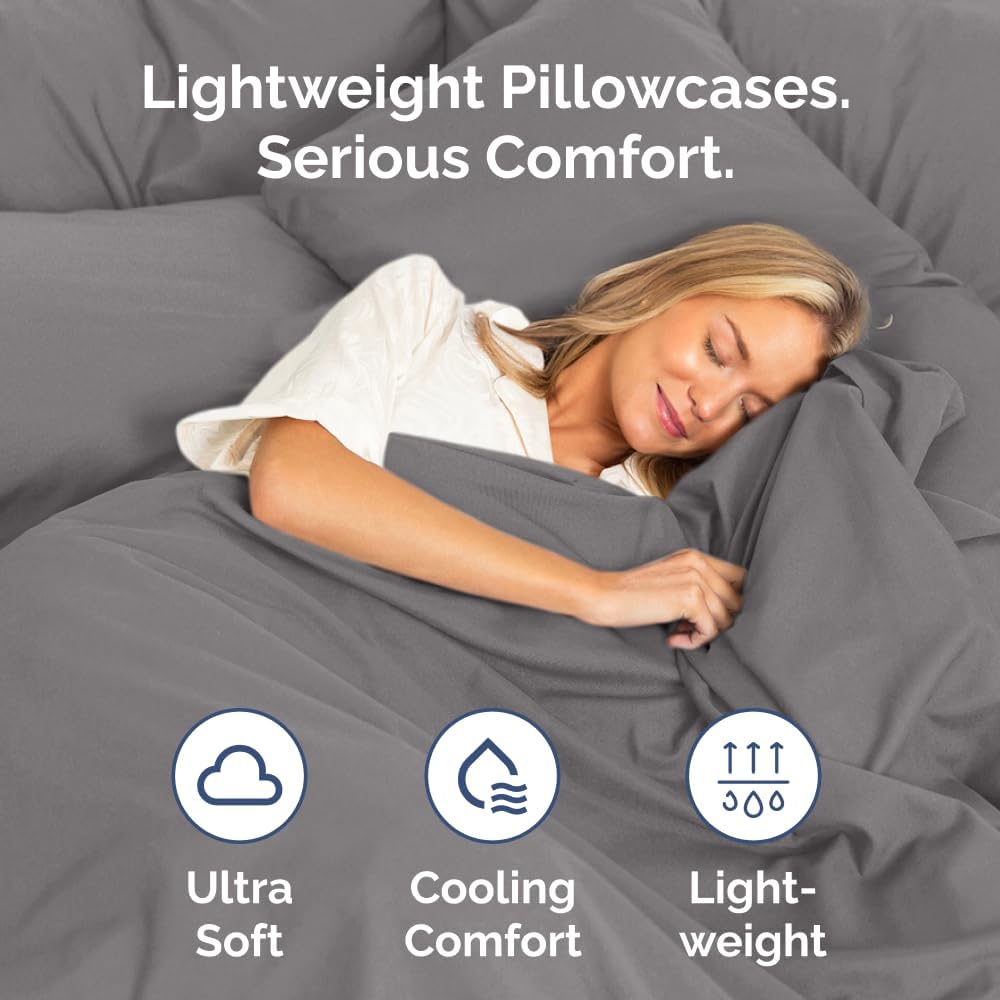 Standard Pillow Cases by Skiennix - Ultra-Soft Hotel Quality - Comfy, Wrinkle-Free, Stain & Fade Resistant - Dark Grey, Set of 2