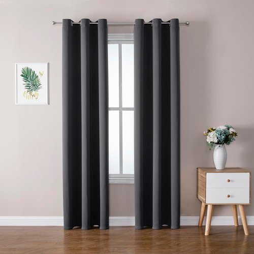 ChrisDowa Blackout Curtains - Thermal Insulated Room Darkening Panels, 42 x 78 Inch, Dark Grey - 2 Set for Bedroom & Living Room