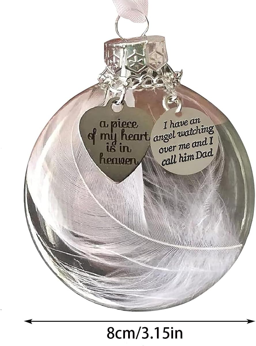 Regine Switzerland Dad Memorial Ornament - Clear Feather Ball Sympathy Gift for Loss of Loved One