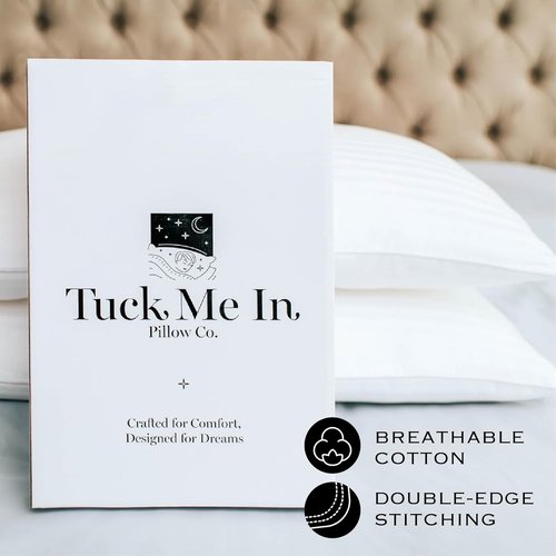 Houseify Tuck Me In Pillow Co. Down Alternative Pillows - Hypoallergenic Queen Size, Set of 2 | Premium Breathable Comfort for Side and Back Sleepers
