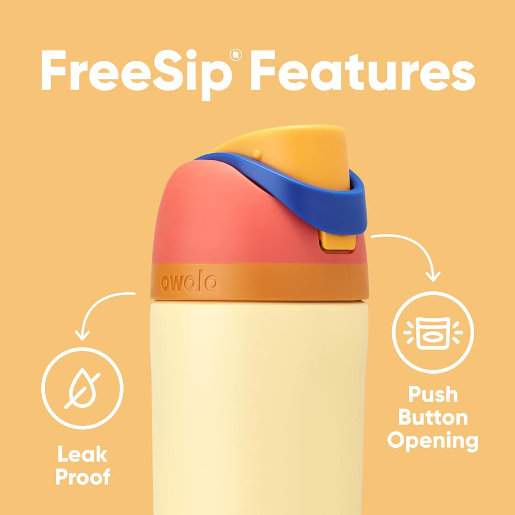 Owala Kids FreeSip Insulated Stainless Steel Water Bottle - BPA-Free, 16 oz, Misty Horizon | Perfect for Sports & School