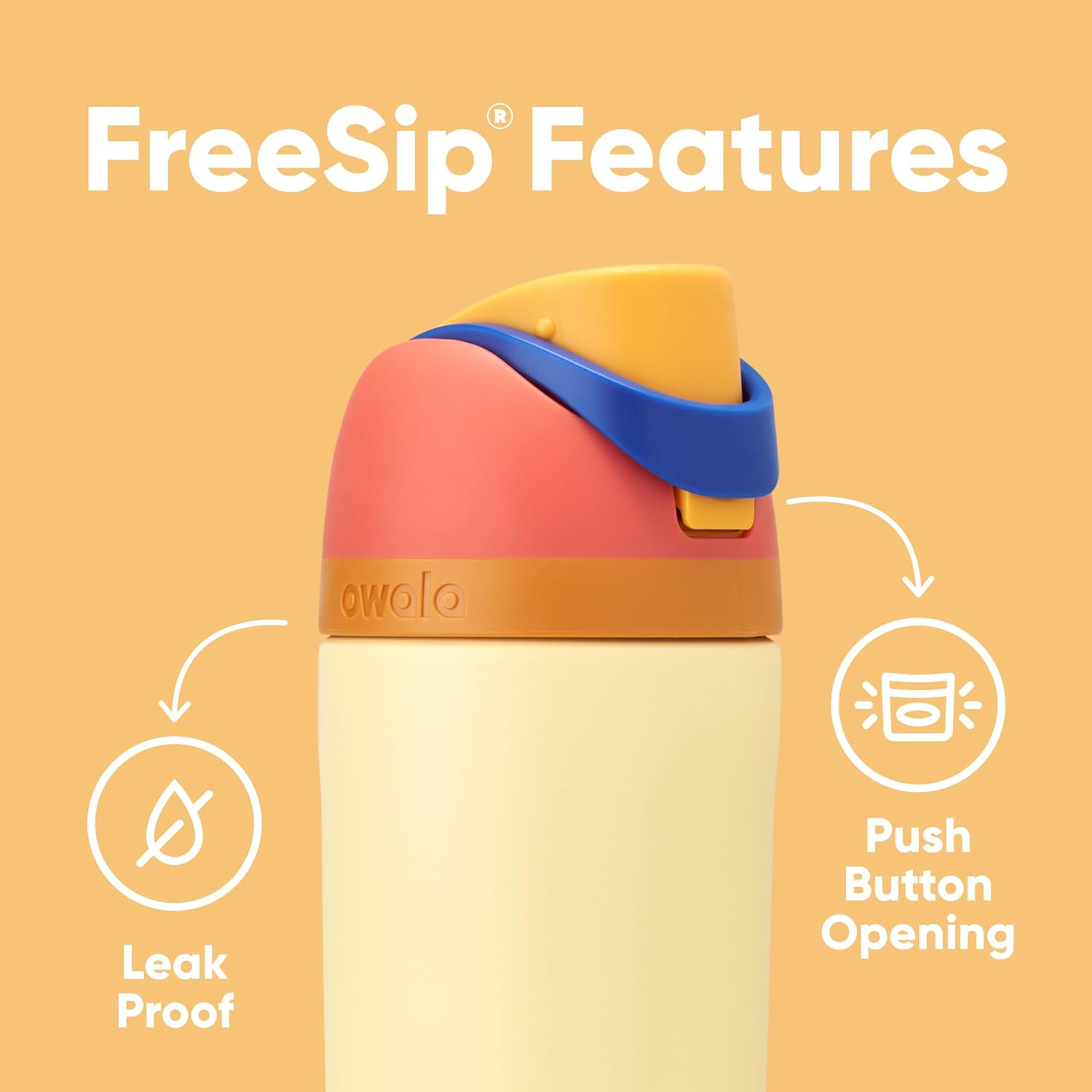 Owala Kids FreeSip Insulated Stainless Steel Water Bottle - BPA-Free, 16 oz, Misty Horizon | Perfect for Sports & School