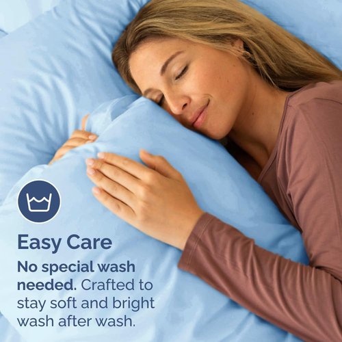 King Pillow Cases by [Brand Name] - Ultra Soft Hotel Quality Covers | Wrinkle-Free, Stain-Resistant - 4 Piece Set in Light Blue