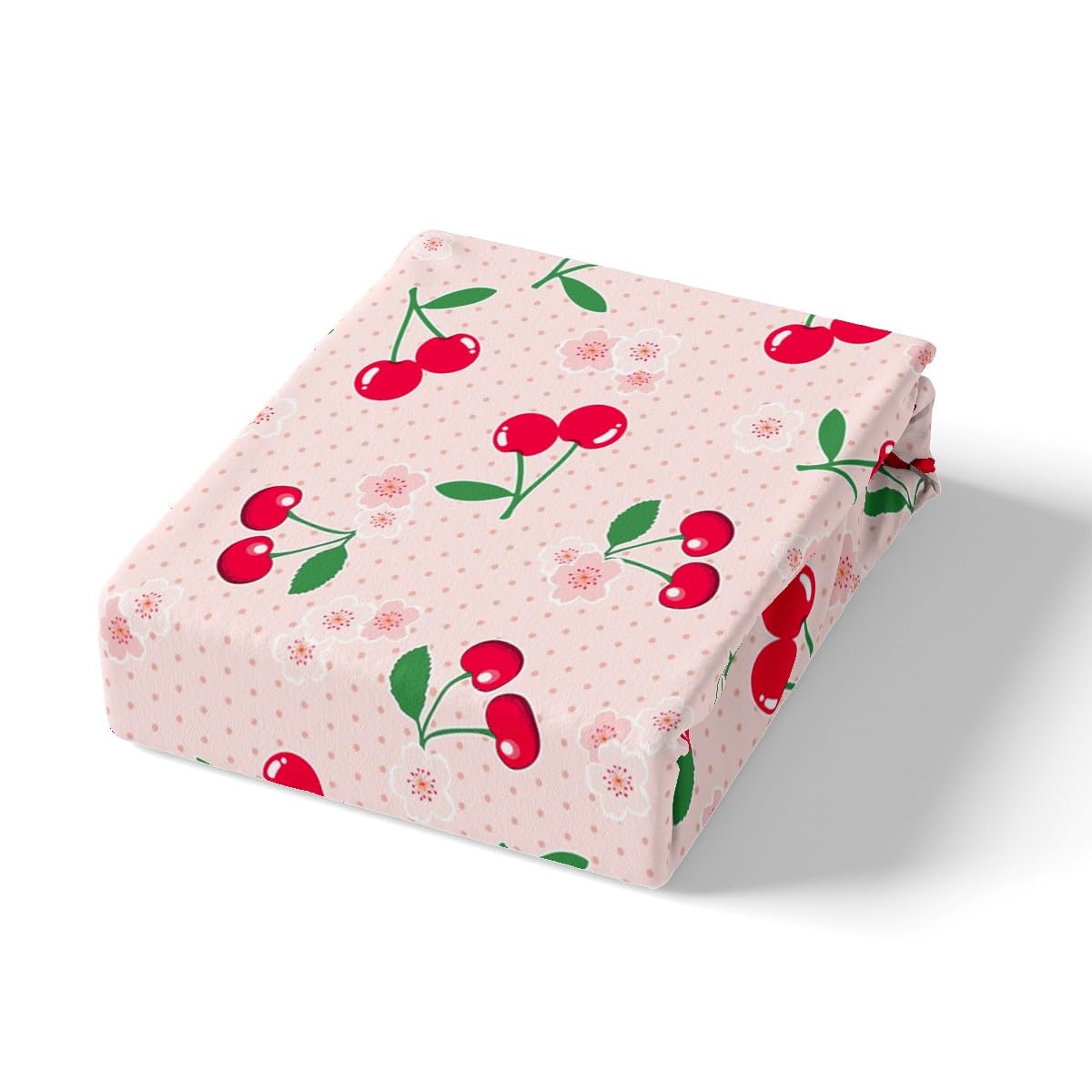Feelyou Red Cherry Bed Set Cartoon Fruit Bed Sheets for Girls Women Children Sheet Set Girly Cute Fruit Bedding Sheets Pink 1 Bed Sheets with 2 Pillowcases King Size