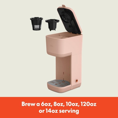 BELLA Single Serve Coffee Maker - K Cup & Ground Coffee Compatible, Adjustable Drip Tray, Auto Shutoff, 6oz to 14oz Brews, Blossom Color