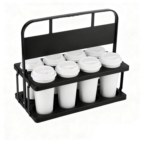 Reusable Drink Carrier with Handle for Food Delivery Drivers, Portable 8 Cup/Coffee Holder Accessories for Delivery, Foldable Drinks Caddy with Tray, Car Durable Plastic Festive Bottle, Vacation
