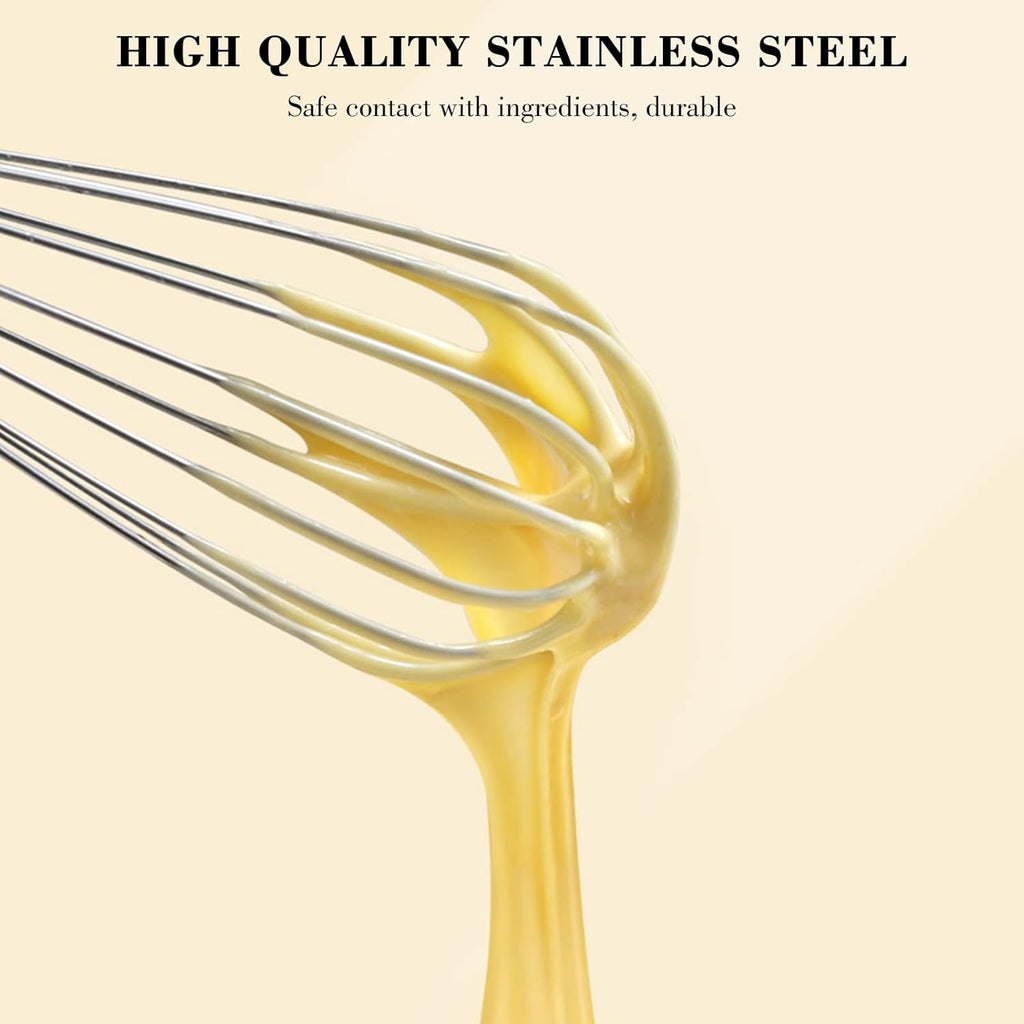 NileHome Stainless Steel Whisk Set - 3 Pack of 8", 10", & 12" Kitchen Whisks for Cooking & Baking