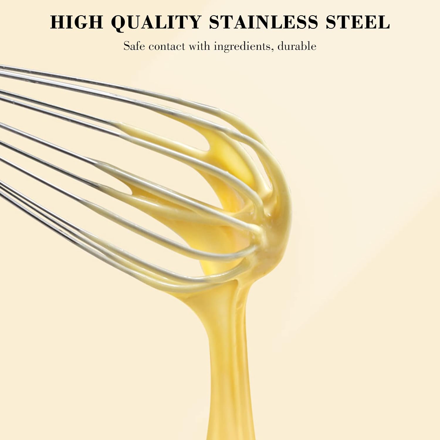 NileHome Stainless Steel Whisk Set - 3 Pack of 8", 10", & 12" Kitchen Whisks for Cooking & Baking