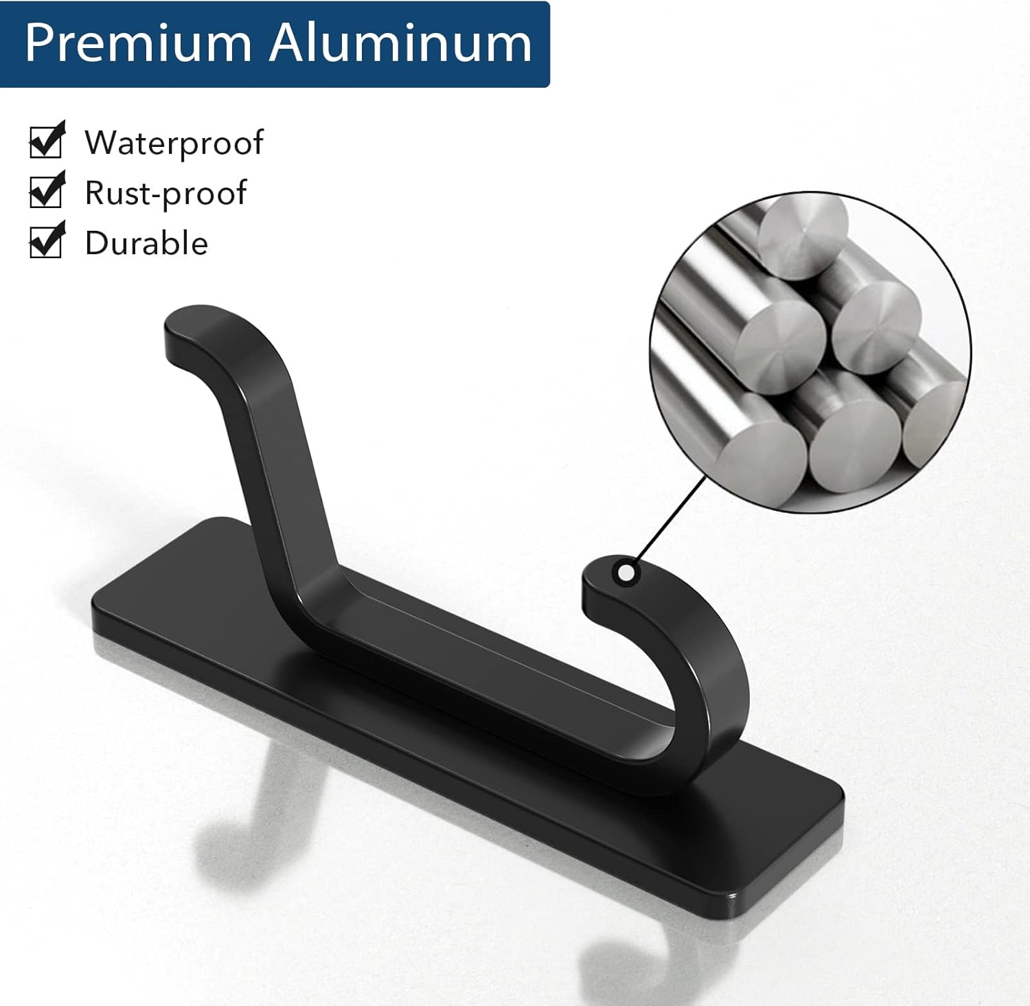 Pickpiff Wall Hooks - 13LB Strong Adhesive Coat and Towel Hangers | Black 6-Pack for Easy Organization