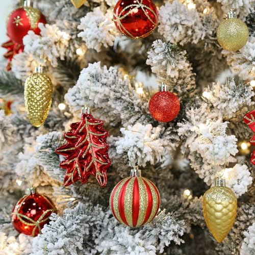 106-Piece Shatterproof Christmas Ball Ornaments Set with Hooks - Red & Gold