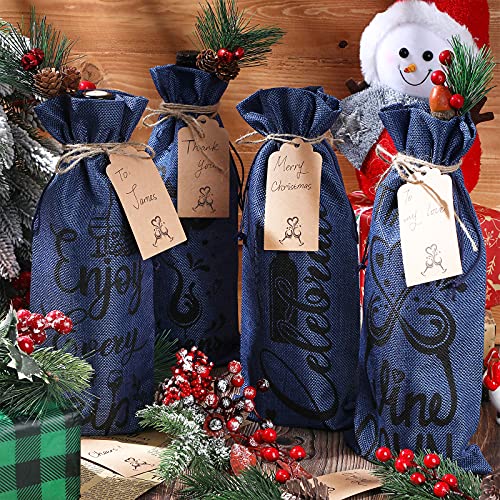 Shappy Royalblue Christmas Wine Bags Set with Cards, 10 Pieces