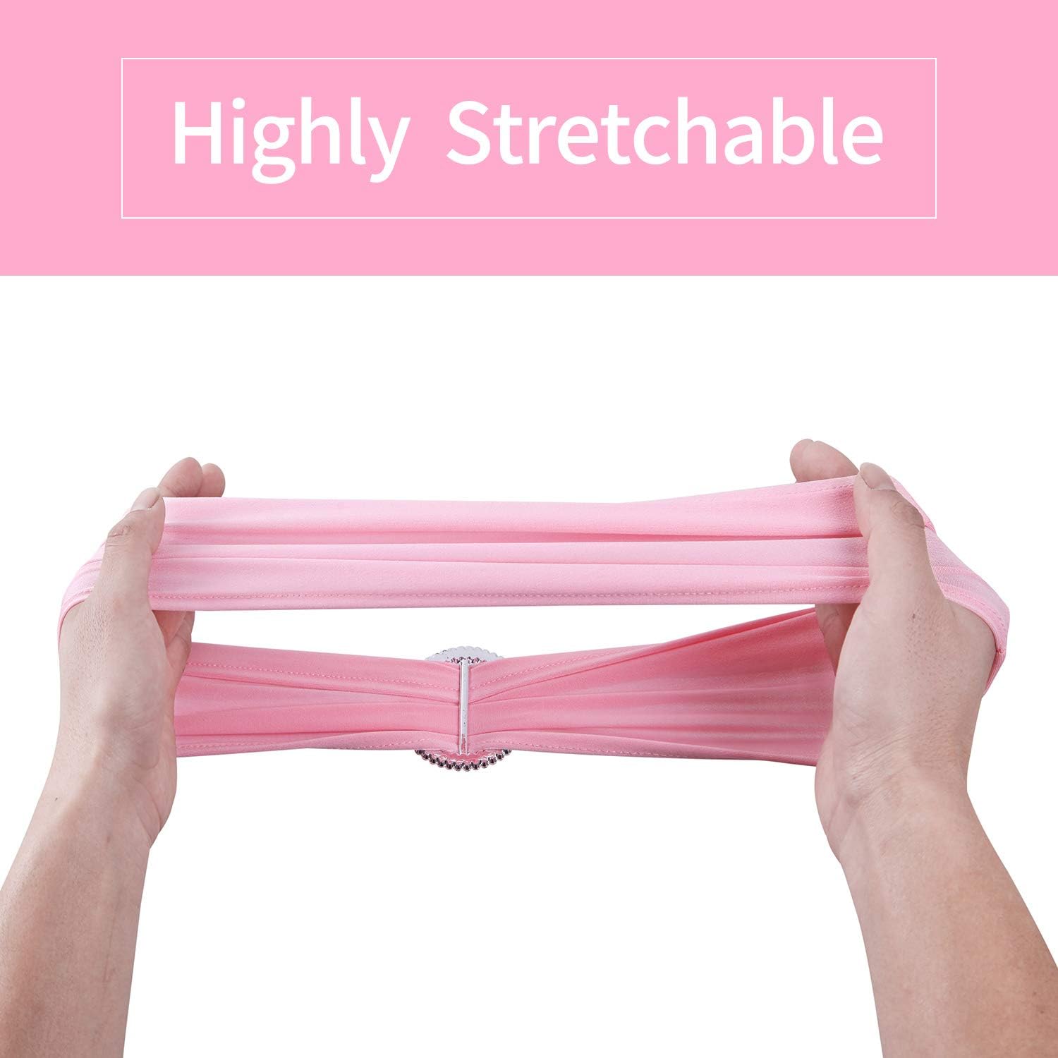 Peomeise Pink Spandex Chair Sashes - 25pcs with Buckle Slider for Elegant Wedding & Party Decor