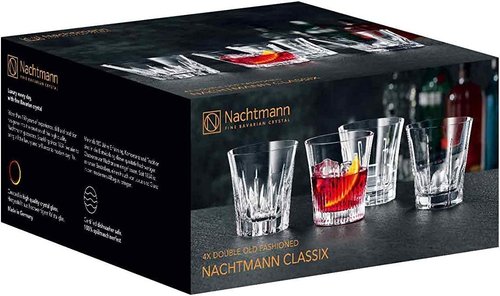 Nachtmann Classix Double Old-Fashioned Glass, Set of 4, 11-Ounce, Lowball Cocktail Glasses European-Made Crystal, Dishwasher Safe, Professional Quality Cocktail Glass Gift Set