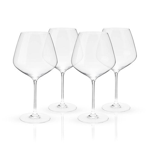Viski Reserve Inez Burgundy Wine Glasses, Crystal Clear Red Wine Glasses for Wedding, Anniversary, Birthday Gifts for Women and Men, Home Bar, Elegant Glassware, 31 oz, Set of 4