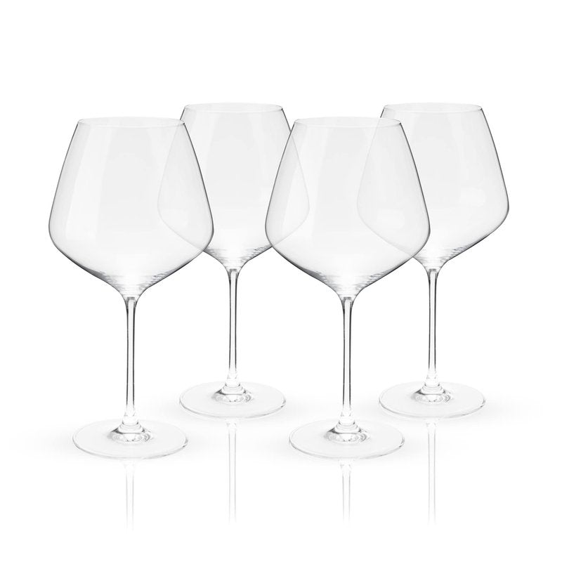 Viski Reserve Inez Burgundy Wine Glasses, Crystal Clear Red Wine Glasses for Wedding, Anniversary, Birthday Gifts for Women and Men, Home Bar, Elegant Glassware, 31 oz, Set of 4