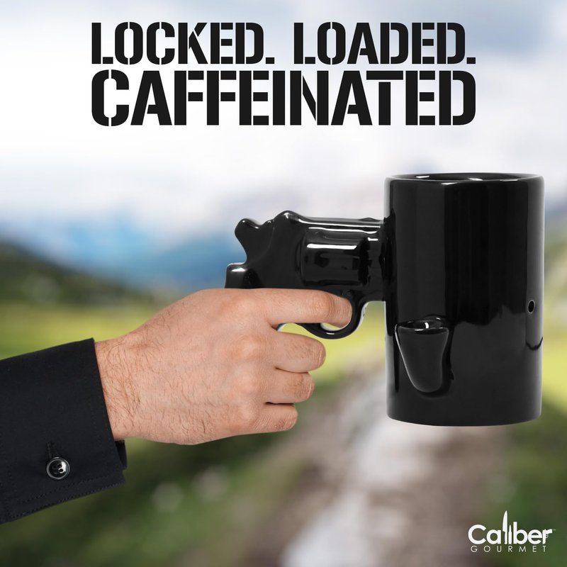 Gun Coffee Mug for Men, Unique Ceramic Wake and Bake Coffee Mug Featuring a Built in Smoke Pipe, Perfect Cup for Who Want Something Functional, Funny and Unforgettable