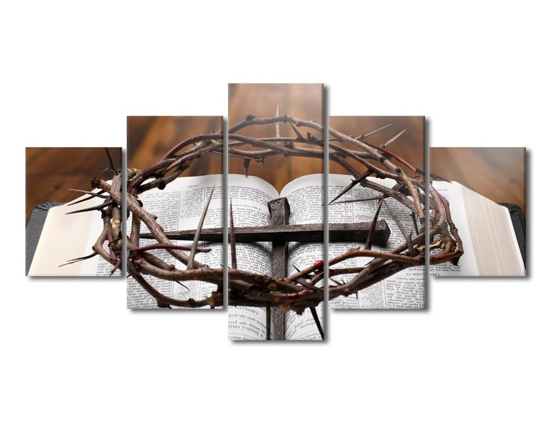 TUMOVO Wall Decor for Bedroom Holy Bible Pictures Print on Canvas 5 Panel Wall Art Canvas Artwork Wall Decor Canvas Art Wall Decor Framed Wall Art Gallery-Wrapped Posters and Prints, 60"x32"