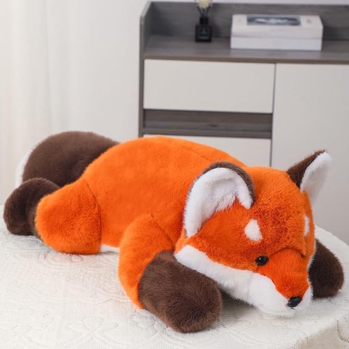 Labauxite Cute Fox Plush Pillow, Kawaii Plushies Red Fox Stuffed Animals, Cuddle Foxes Plush Pillow for Kids & Girls (17.7in)